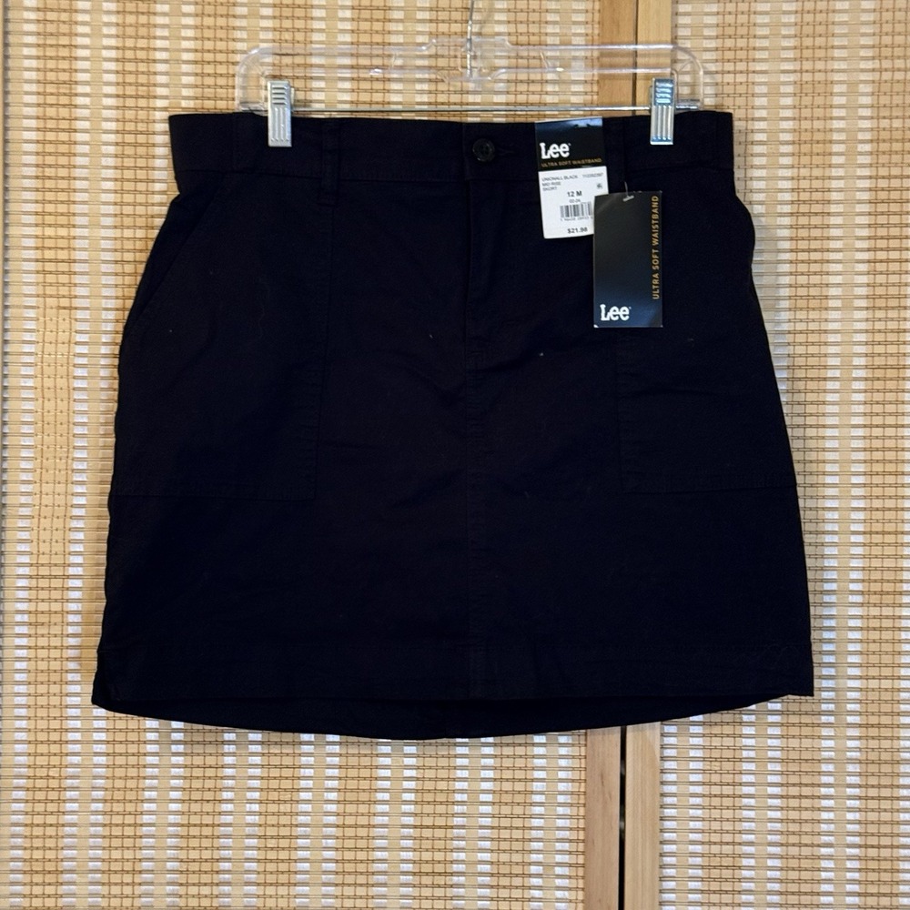 Lee Womens 12M Skorts Mid Rise Black Sportswear Activewear Whimsigoth Boho NWT